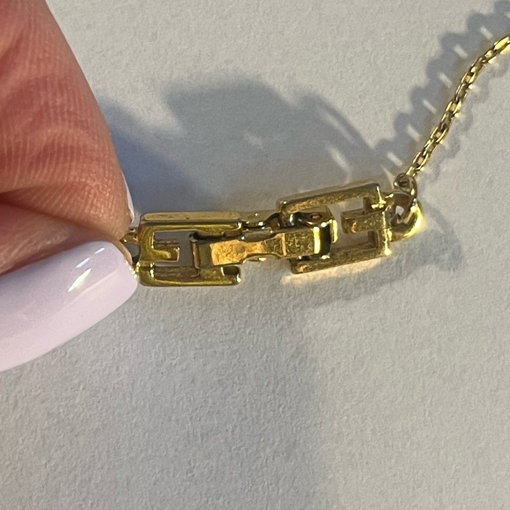 GIVENCHY Gold Necklace w/ Crystal Pendant, 16” Chain; GUC w/ 1 Missing Crystal - Picture 7 of 14
